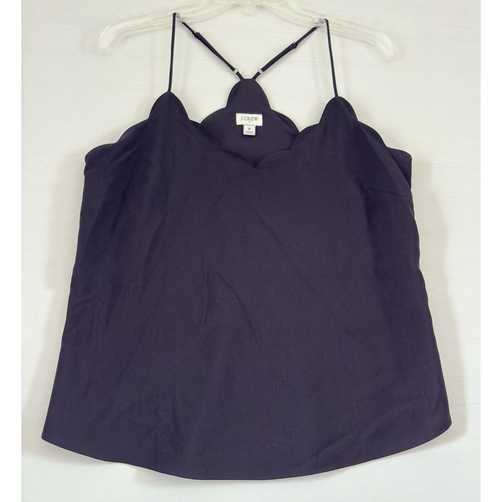 J.Crew Women's Black Sleeveless Scalloped Cami  Tank Top Size‎ 8 NwT